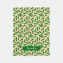 フィエスタおもしろいグリーンチリパターン フリースブランケット