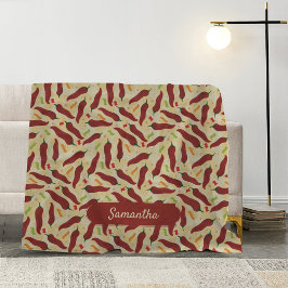 フィエスタおもしろいレッドチリパターン フリースブランケット