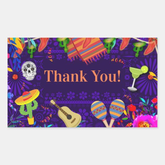 フィエスタお祝いバースデーパーティーチンコデマヨ 長方形シール (正面)