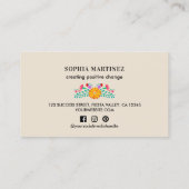 フィエスタかわいらしフローラブーケニュートラルソーシャルメディア 名刺 (裏面)