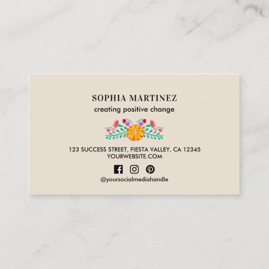 フィエスタかわいらしフローラブーケニュートラルソーシャルメディア 名刺 (裏面)