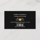 フィエスタかわいらしフローラブーケブラックソーシャルメディア 名刺 (裏面)