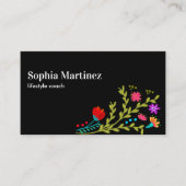 フィエスタかわいらしフローラブーケブラックソーシャルメディア 名刺 (正面)
