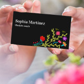 フィエスタかわいらしフローラブーケブラックソーシャルメディア 名刺