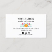 フィエスタかわいらしフローラブーケホワイトソーシャルメディア 名刺 (裏面)