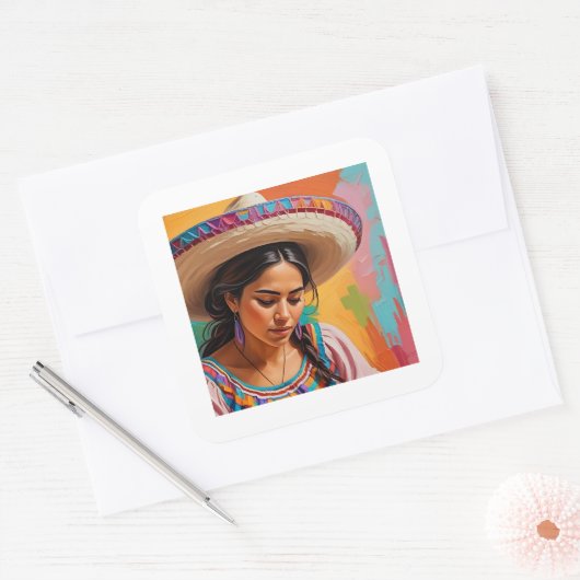 フィエスタしゃれているステッカー スクエアシール (封筒)