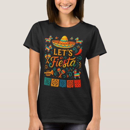 フィエスタしよう - シンコデマヨ メキシカン Tシャツ (正面)