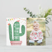 フィエスタとおもしろいガールピンクサボテン1st誕生日 招待状 (スタンド正面)