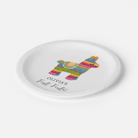 フィエスタとおもしろいピニャタラマガールファースト誕生日 ペーパープレート (アングル)