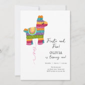 フィエスタとおもしろいピニャタラマガールファースト誕生日 招待状 (正面)