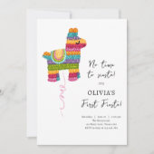 フィエスタとおもしろいピニャタラマガールファースト誕生日 招待状 (正面)