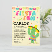 フィエスタとおもしろい誕生日パーティーの招待 招待状 (スタンド正面)
