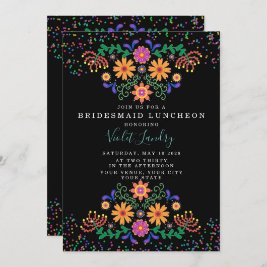 フィエスタとカラフルなスパイクの色鮮やかな花嫁の昼食会 招待状 (正面/裏面)