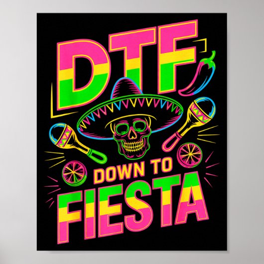 フィエスタまでDTFおもしろドクロメキシカンシンコデマヨ ポスター (正面)