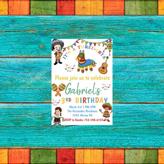 フィエスタをテーマにした第3の誕生日、スリーエスタへの招待 招待状