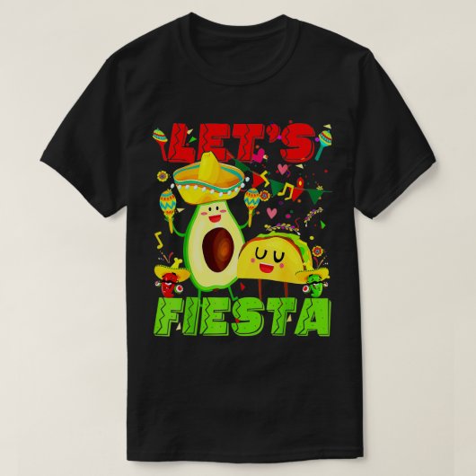 フィエスタアボカドとタコシンコデマヨMexican Par Tシャツ (デザイン正面)