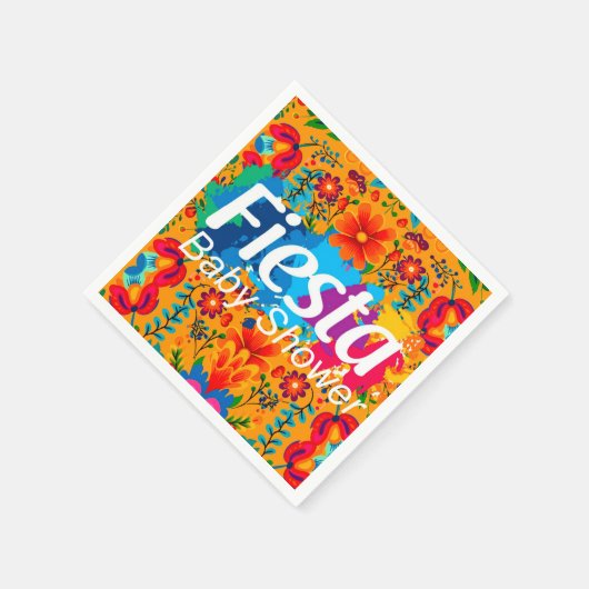 フィエスタイエローカラフルフローラニュートラルベビーシャワー スタンダードカクテルナプキン (角)