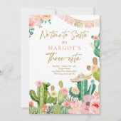 フィエスタウォーターカラーサボススリーエスタバースデーパーティー 招待状 (正面)