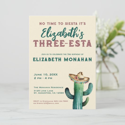 フィエスタウォーターカラーサボススリーエスタ誕生日 招待状 (スタンド正面)