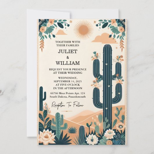 フィエスタエレガントサボスフローラメキシコ結婚ズに参加 招待状 (正面)