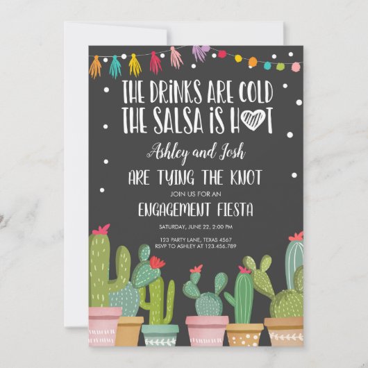 フィエスタエンゲージメント招待 ブライダルシャワー カップル 招待状 (正面)