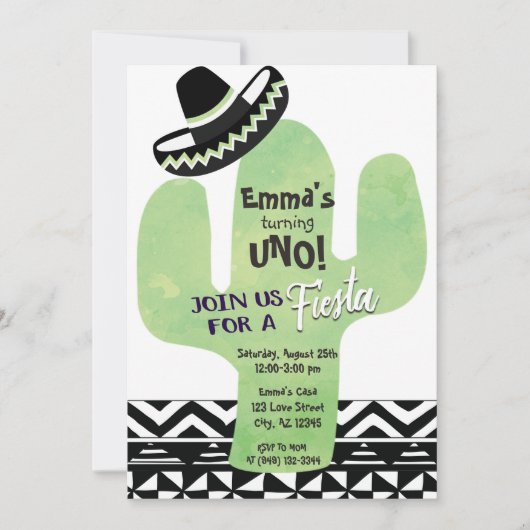 フィエスタカクタスサウス誕生日パーティー 招待状 (正面)
