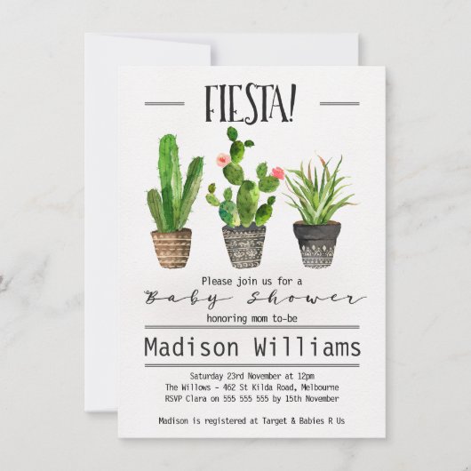 フィエスタカクタスベビーシャワー招待状 招待状 (正面)