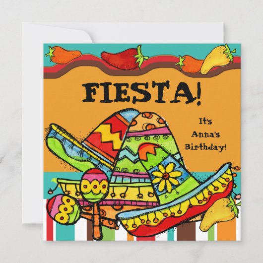 フィエスタカスタマイズ誕生日招待状 招待状 (正面)