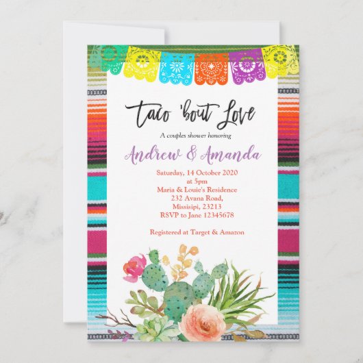 フィエスタカップルズウェディングシャワー招待状 招待状 (正面)