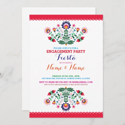 フィエスタカップルズシャワー婚約メキシコ招待状 招待状 (正面/裏面)