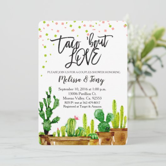 フィエスタカップルズシャワー招待状タコブロブラブ 招待状 (スタンド正面)