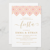 フィエスタカップルズシャワー招待状、ピンクと金ゴールド 招待状 (正面/裏面)