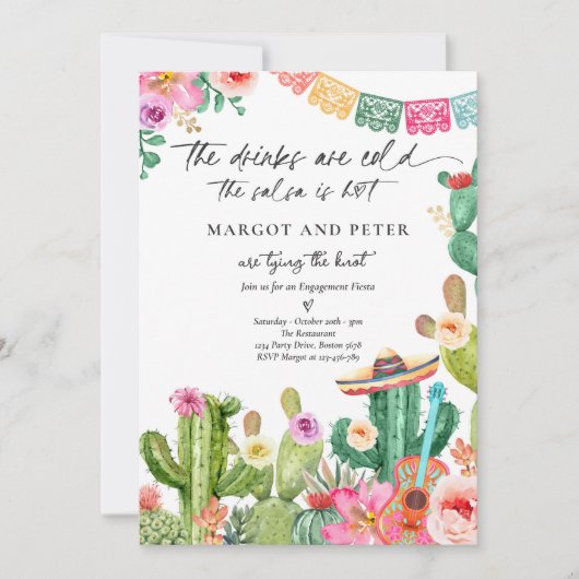 フィエスタカップル婚約フィエスタサクタスメキシコ 招待状 (正面)