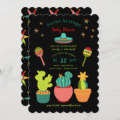 フィエスタカップル赤ちゃんシャワー花ラマモダン 招待状 (正面/裏面)