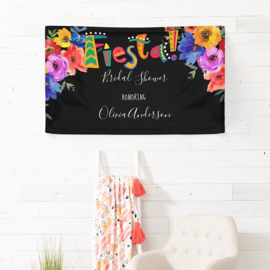 フィエスタカラフルウォーターカラーフローラブライダルシャワー 横断幕 (インサイチュ)