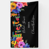 フィエスタカラフルウォーターカラーフローラブライダルシャワー 横断幕 (縦)