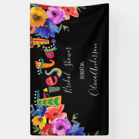 フィエスタカラフルウォーターカラーフローラブライダルシャワー 横断幕 (縦)