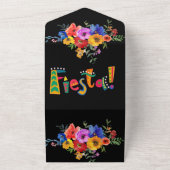 フィエスタカラフルウォーターカラーフローラ婚約パーティ オールインワン招待状 (外側)