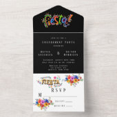 フィエスタカラフルウォーターカラーフローラ婚約パーティ オールインワン招待状 (内側)