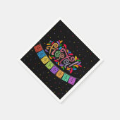 フィエスタカラフルドットフラッグバナーバースデーパーティー スタンダードカクテルナプキン (角)