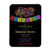 フィエスタカラフルドットフラッグバナーバースデーパーティー マグネット (縦)