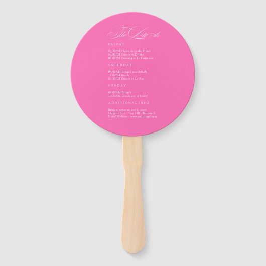 フィエスタカラフルバチェロレッテ週末の日程 ハンドファン (裏面)