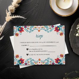 フィエスタカラフルフラワースペインの結婚式 出欠カード