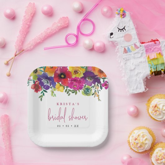 フィエスタカラフルフラワーズブライダルシャワー ペーパープレート (パーティー)