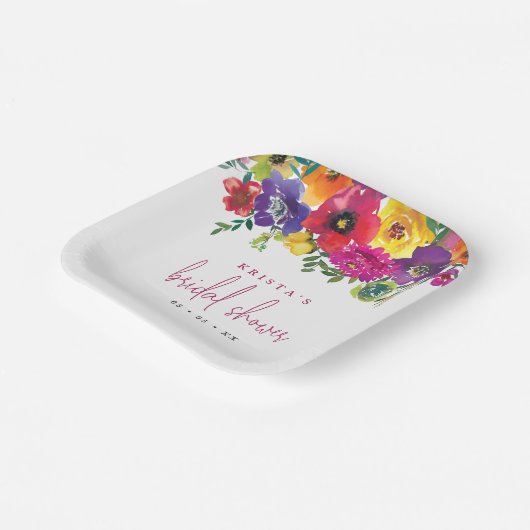 フィエスタカラフルフラワーズブライダルシャワー ペーパープレート (傾斜あり)