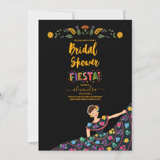 フィエスタカラフルフラワーズブライダルシャワー 招待状 (正面)