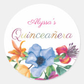 フィエスタカラフルフラワーズホワイトフローラキンセアニェラ ラウンドシール (正面)