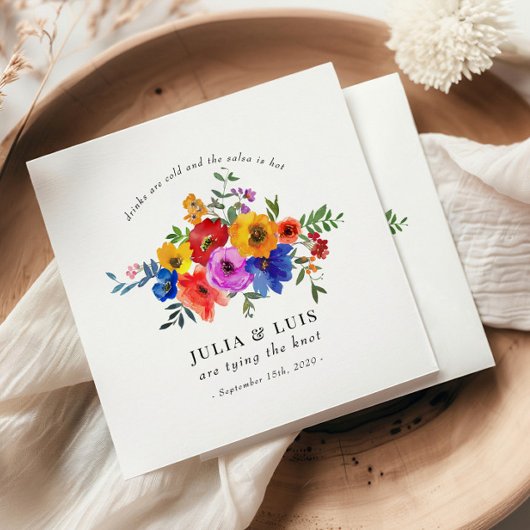 フィエスタカラフルフラワーメ結婚キシカン婚約 スタンダードカクテルナプキン