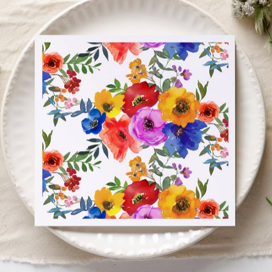 フィエスタカラフルフラワーメ結婚キシカン婚約 スタンダードカクテルナプキン