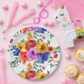 フィエスタカラフルフラワーメ結婚キシカン婚約 ペーパープレート (パーティー)